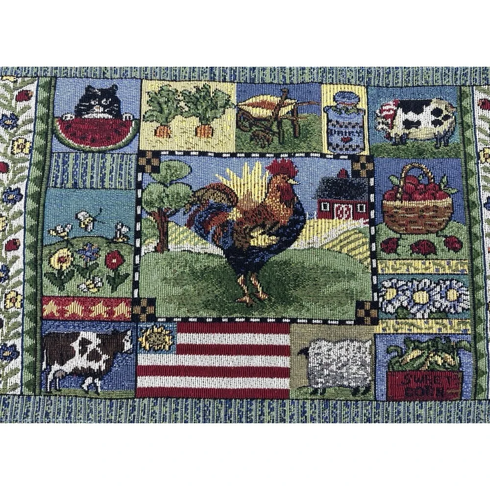 Set of 4 Country Rooster Farmhouse‎ Woven Placemats Americana Table Mats